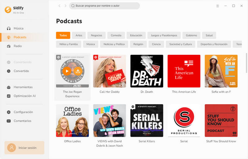 podcasts en Sidify All-In-One