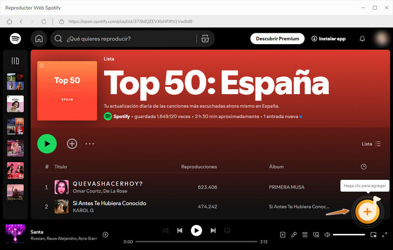 Agregar música a través del reproductor web