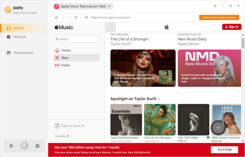 Sidify Apple Music Converter interfaz
