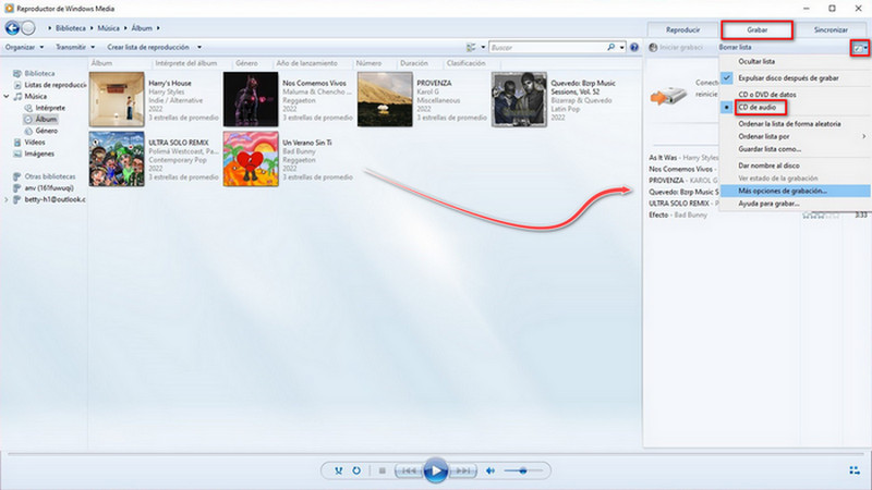 grabar canciones de Deezer en cd con Windows Media Player