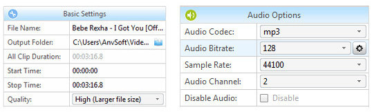 Personalizar los parámetros de clip de audio