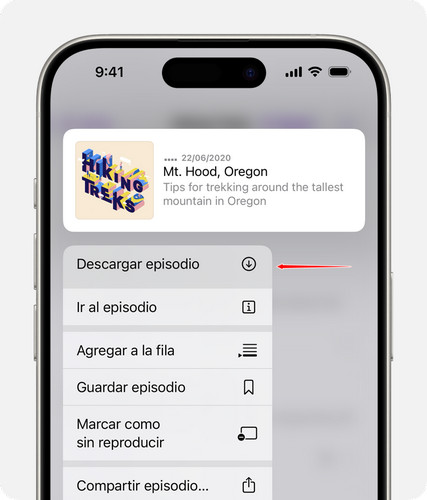 Descargar episodios podcasts de Apple en iPhone