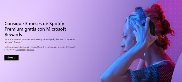 Spotify Premium prueba gratis con Microsoft Rewards