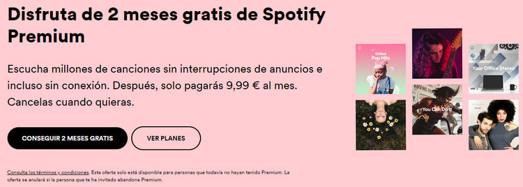 Spotify prueba gratis 2 meses