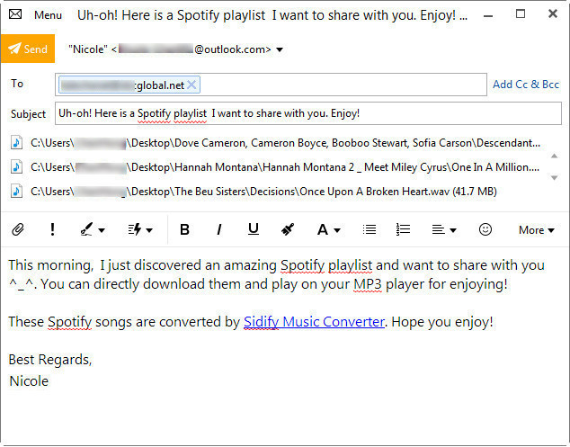 compartir playlist de spotify via email