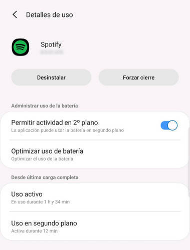 Permitir Spotify actividad en segundo plano